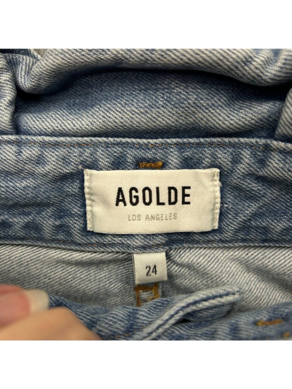 Agolde Lettuce Waistband Mini Skirt Women's Size 24 Medium Wash Denim - Picture 3 of 8